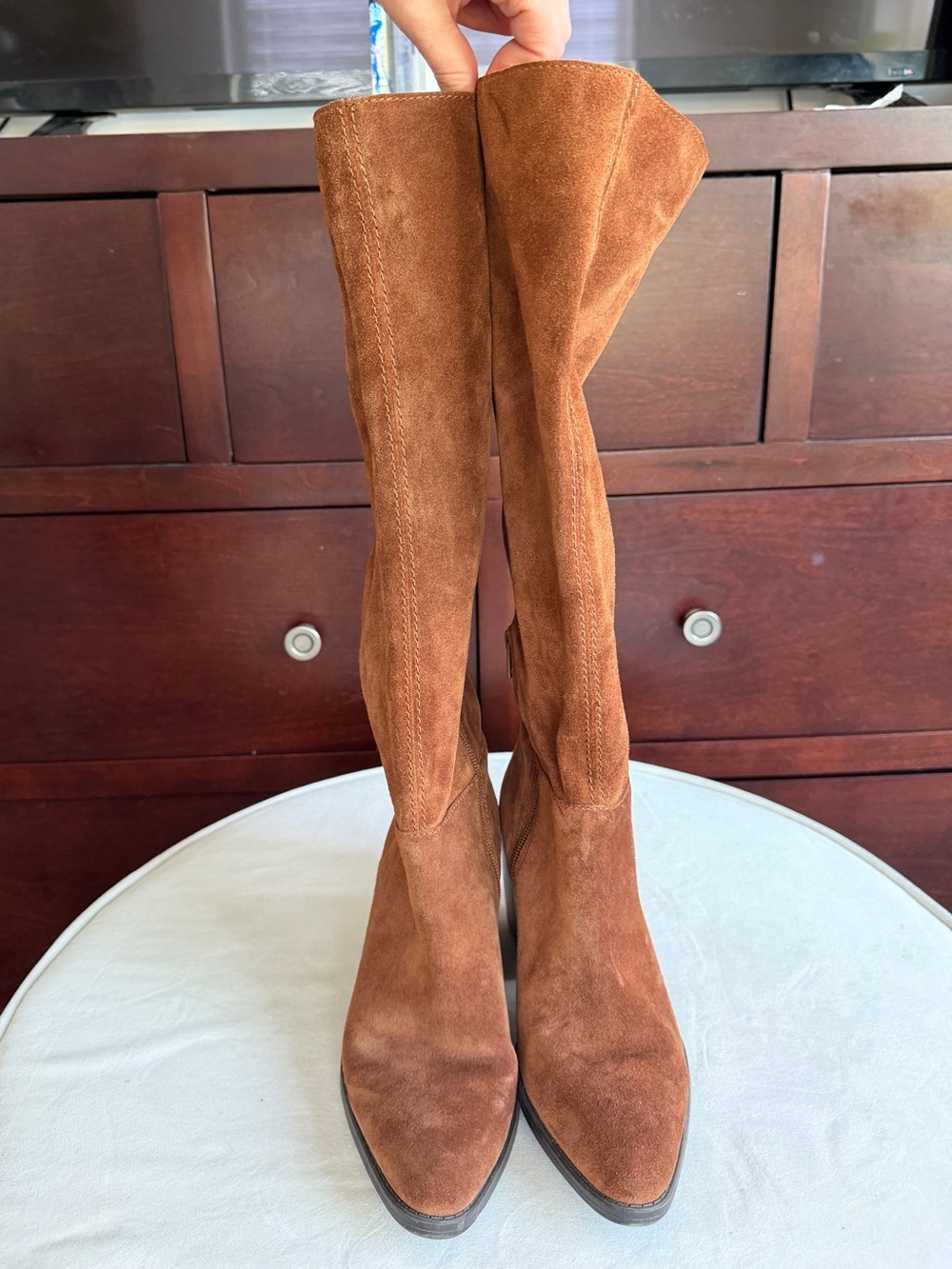 Naturalizer Chestnut Suede Knee-High Boots - Picture 3 of 4